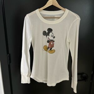 Gap Mickey Mouse Long Sleeve White Top